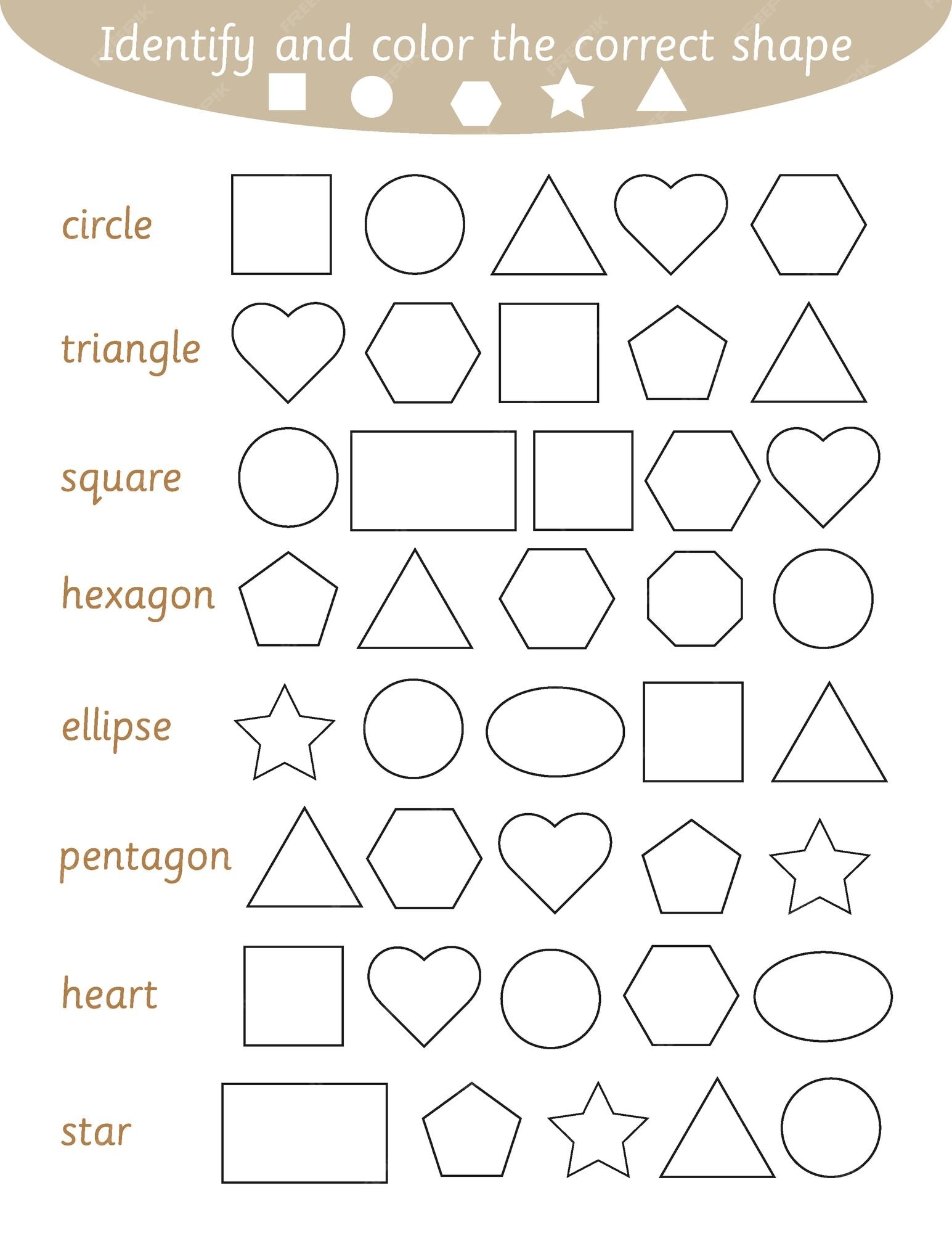 Premium Vector Shapes Worksheet For Kids Identify And Color 