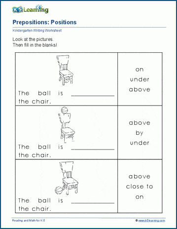 Preposition Worksheet Kindergarten Printable Kindergarten Worksheets