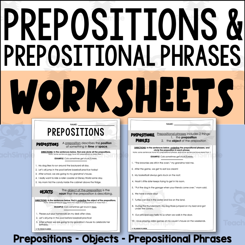 Prepositional Phrases Worksheets By Teach Simple