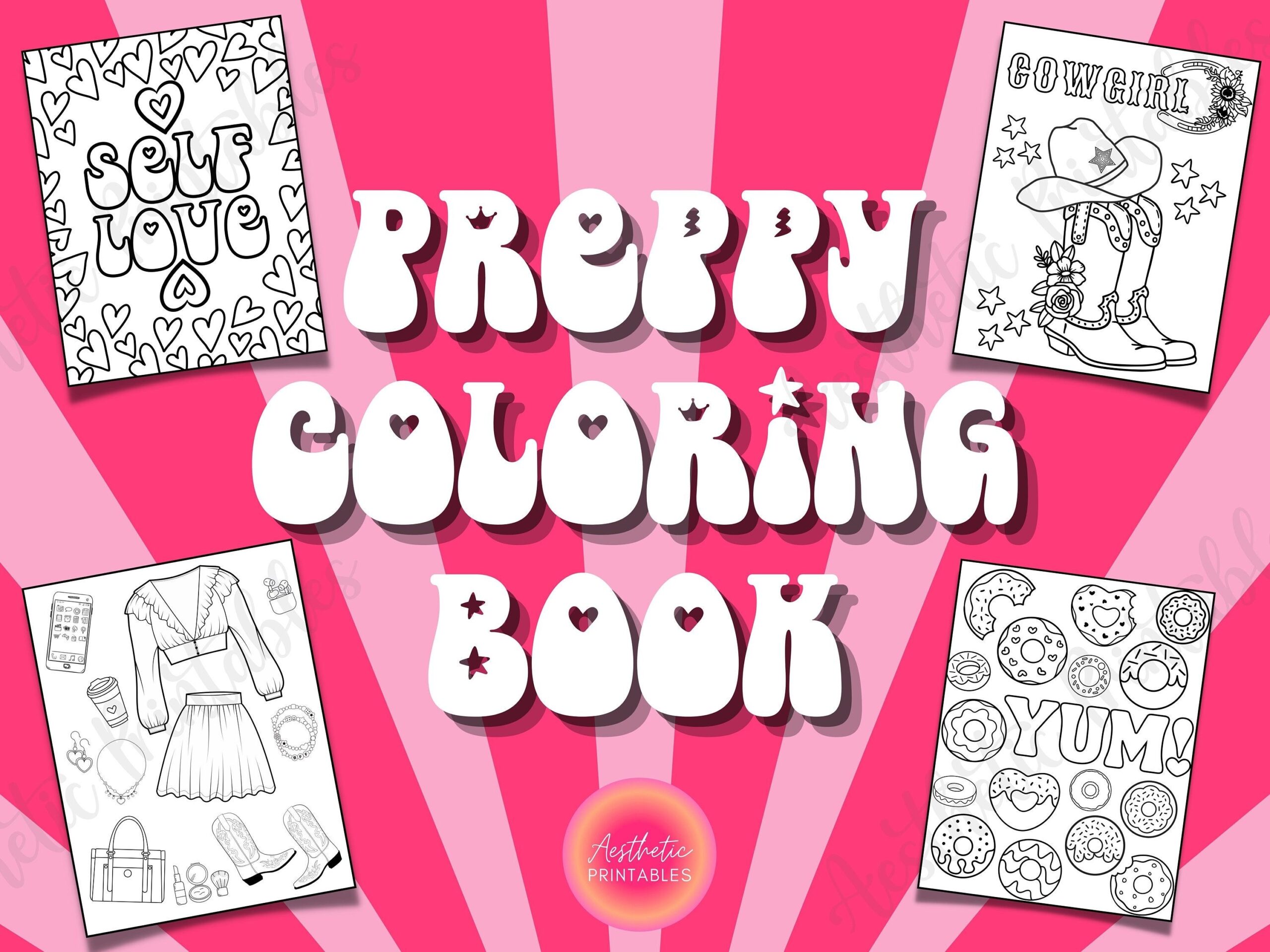 Aesthetic Preppy Coloring Pages