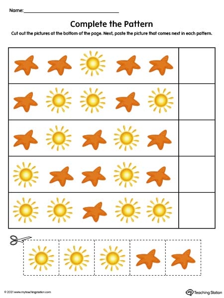 Preschool Complete The Pattern Worksheet Color MyTeachingStation