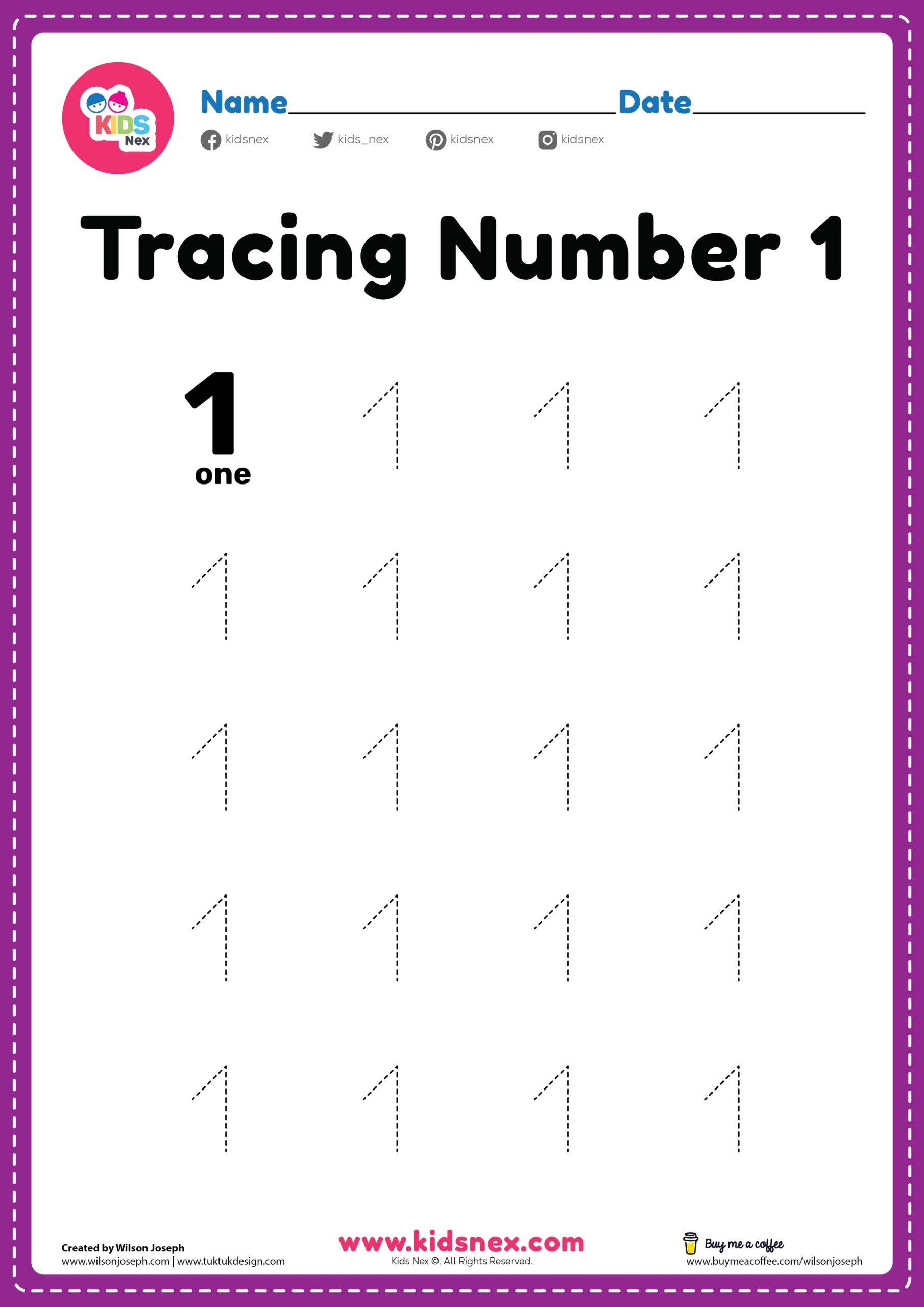 number 1 worksheet preschool