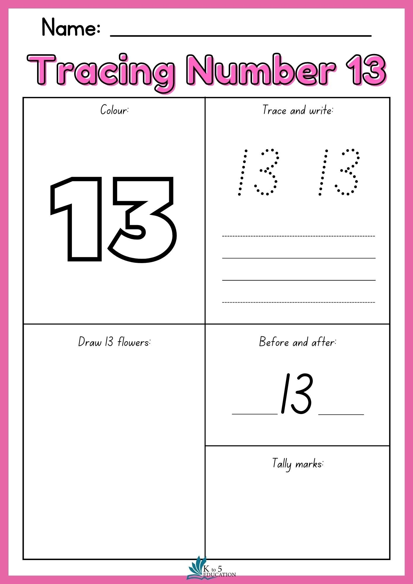 Preschool Tracing Number 13 Worksheet FREE Download Check More At 