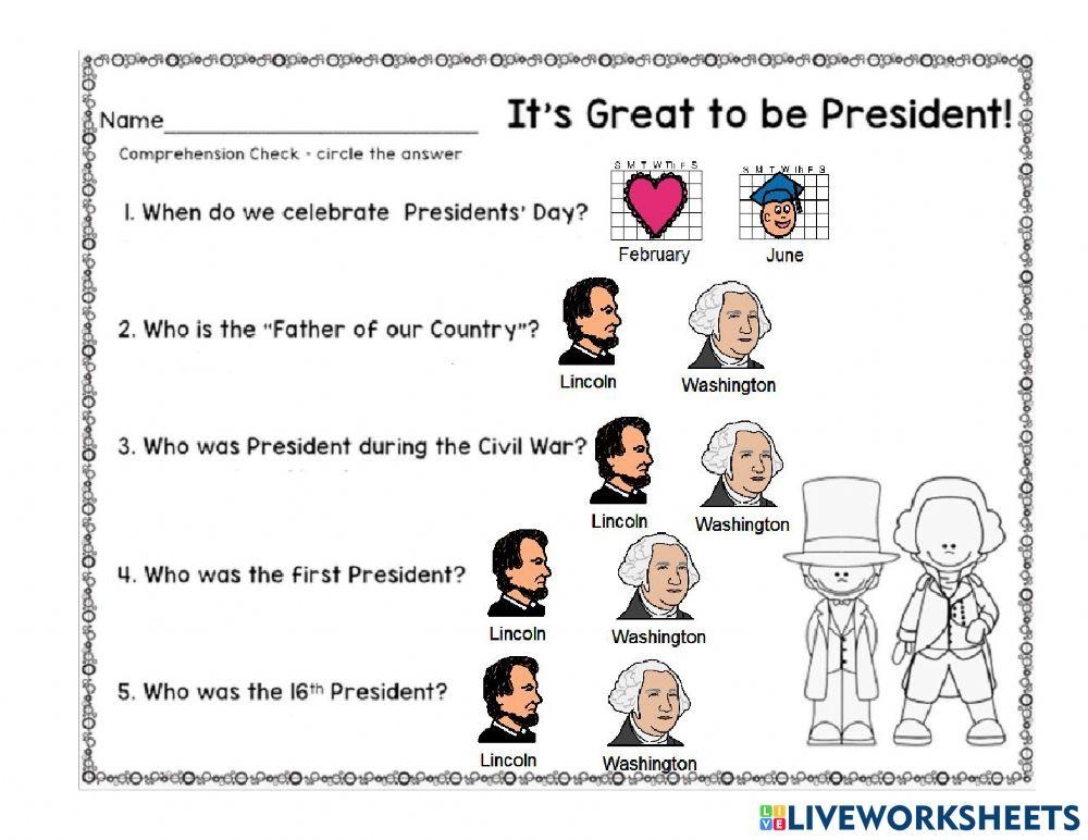 Presidents Day Worksheets Worksheets Library