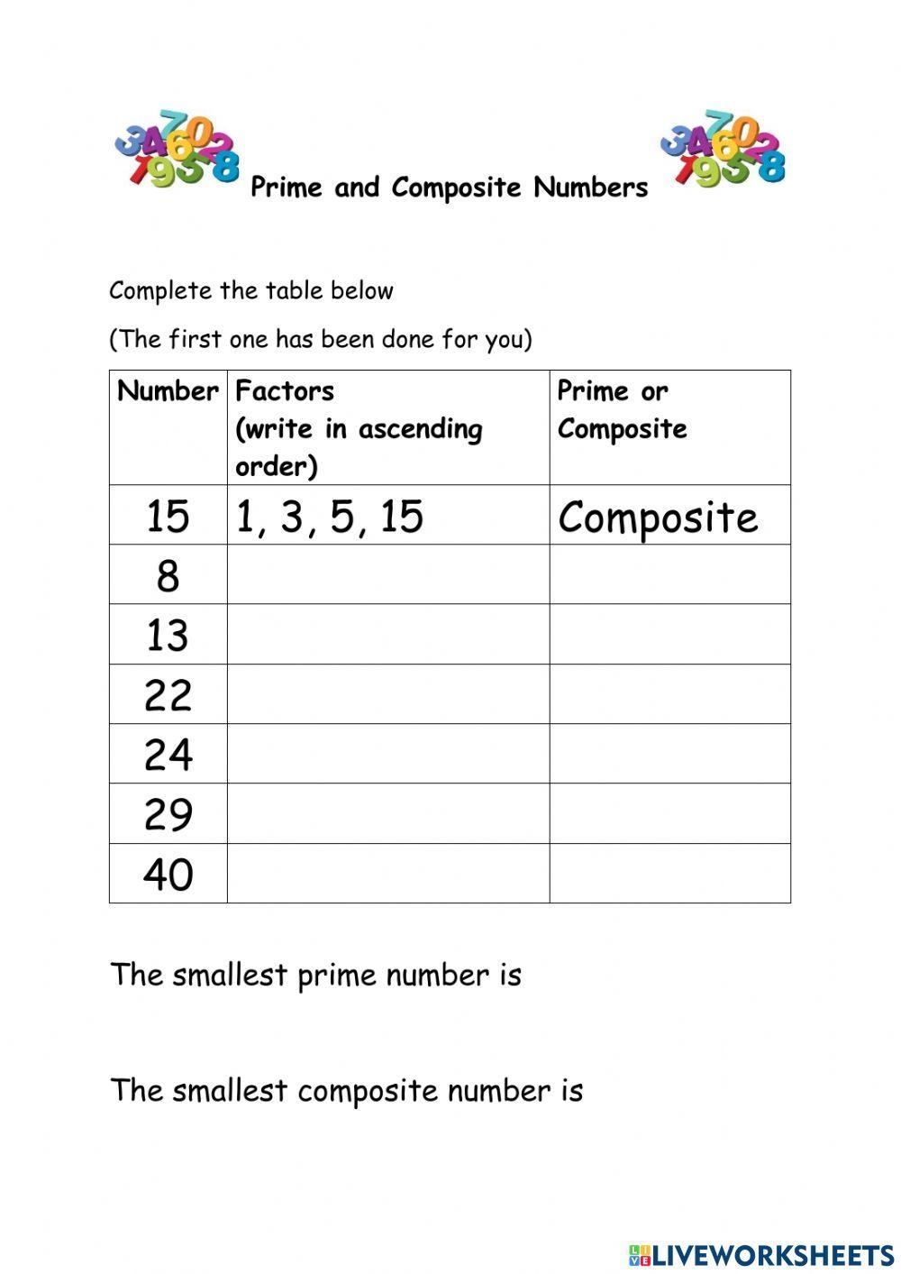 prime or composite worksheet
