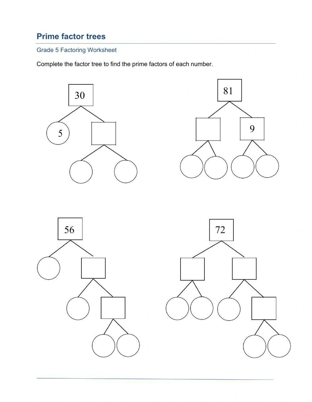 Prime Factorization Worksheet Have Fun Teaching Worksheets Library