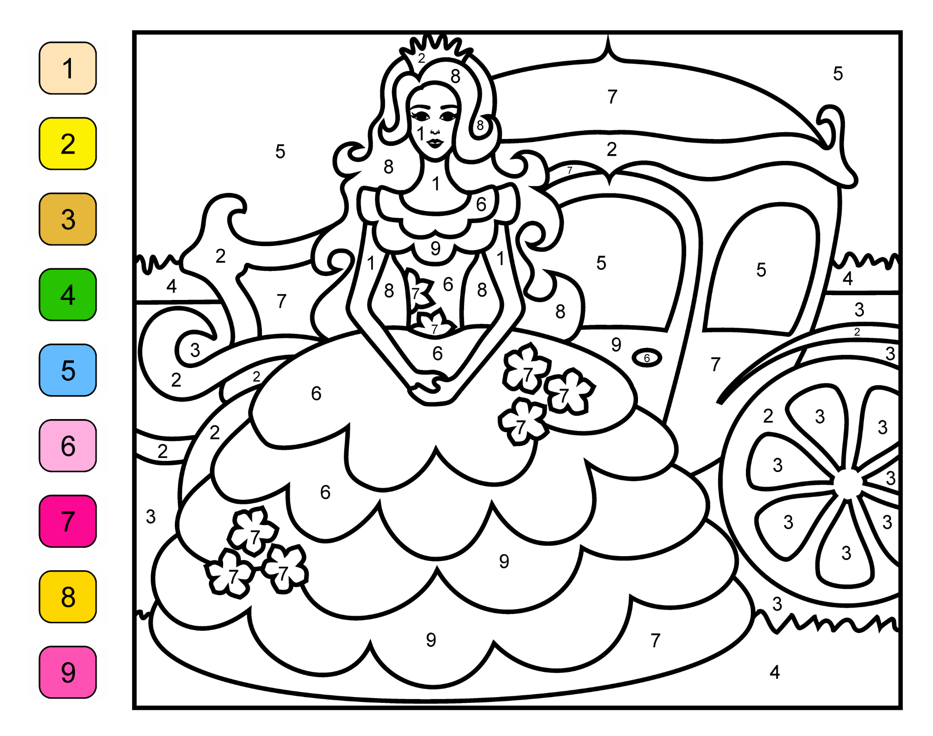 Princess Color By Number Pages 15 Free PDF Printables Printablee