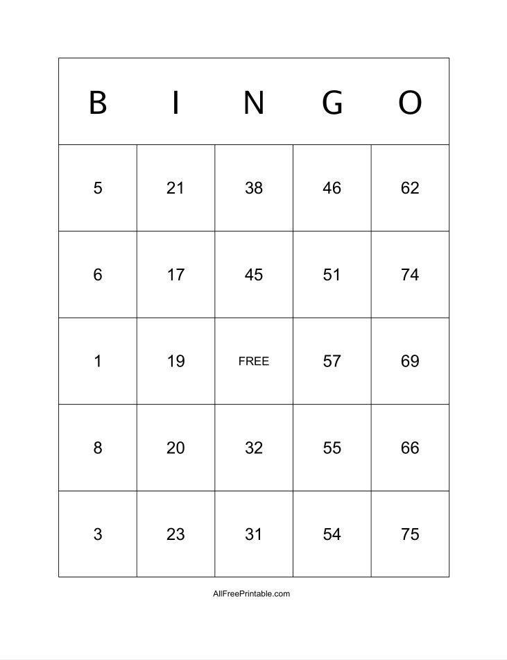 Print Bingo Cards Free Printable