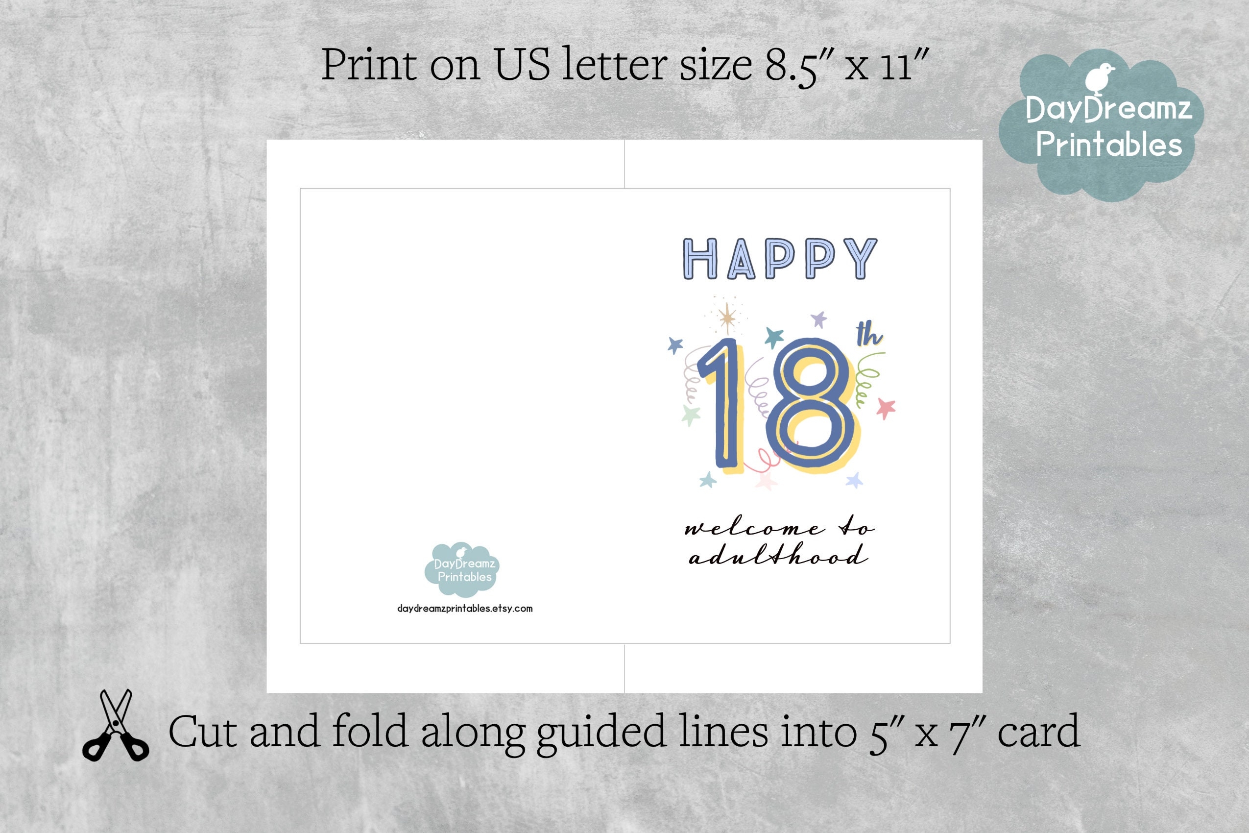 Printable 18th Birthday Card Instant Download Welcome To Adulthood 18 