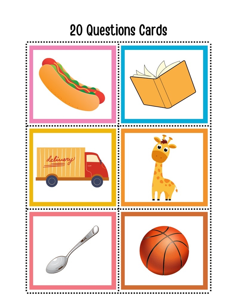 Printable 20 Questions Game Cards Etsy UK