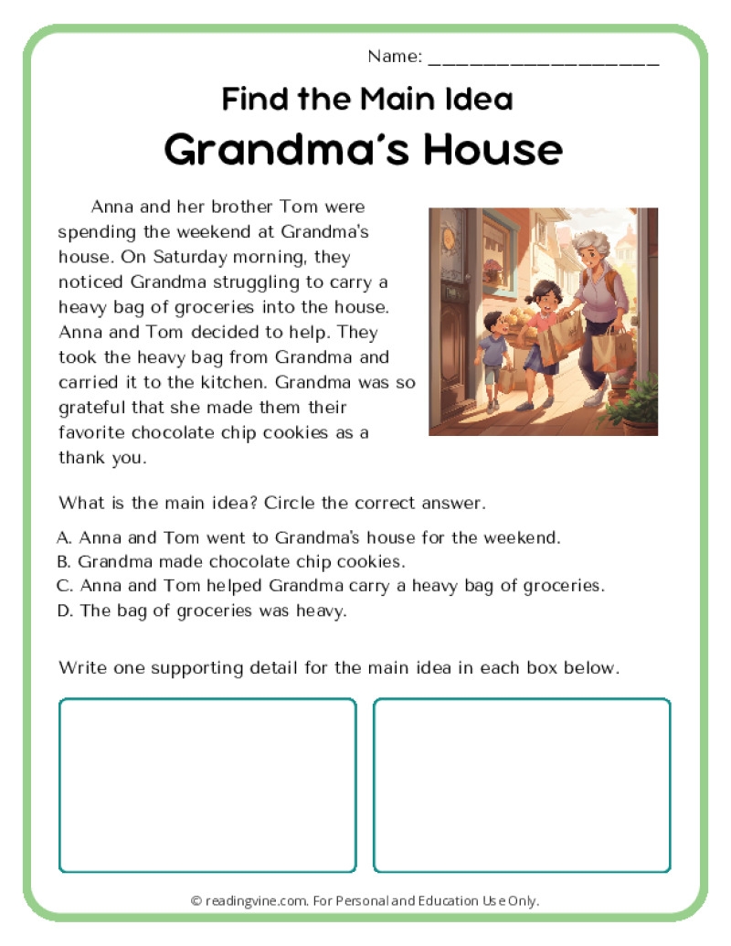 main idea worksheets 5th grade