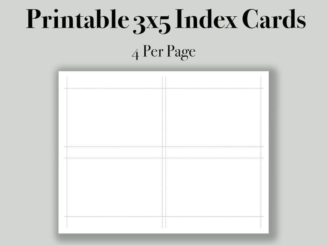 3 by 5 printable index cards