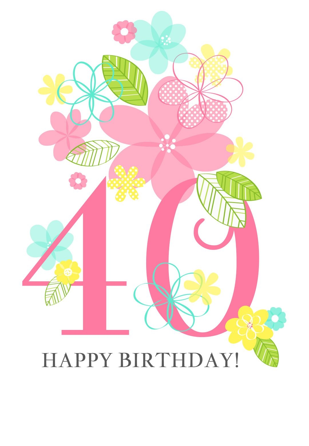 Printable 40Th Birthday Card Printable New Year Banners