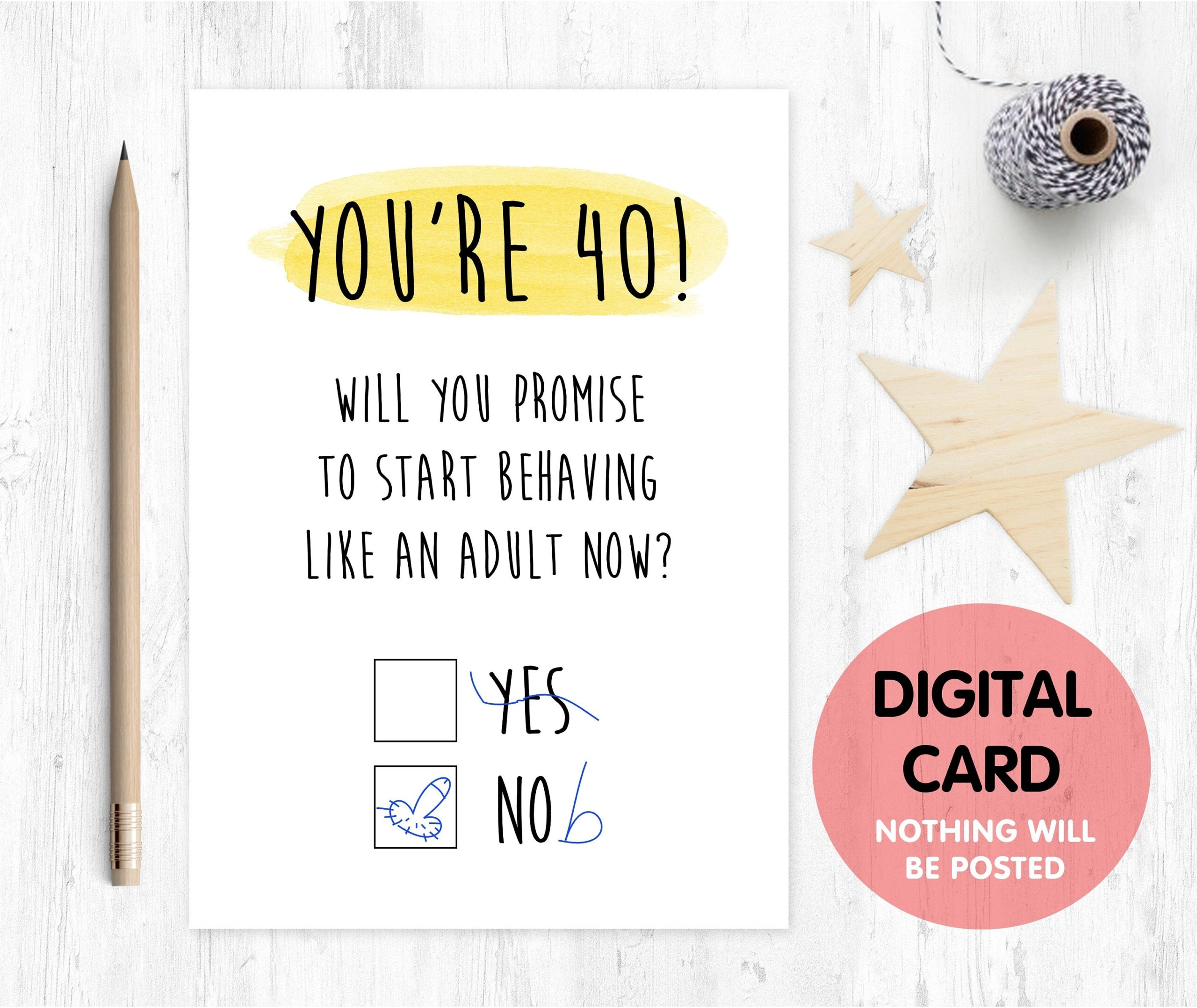 40th birthday card printable free