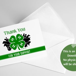 Printable 4H Thank You Card Template 3 5x5 Print At Home Thank You 