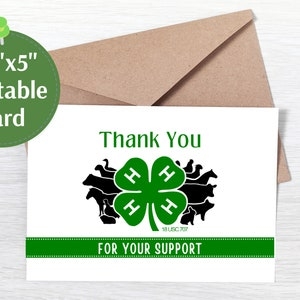4h thank you card printable
