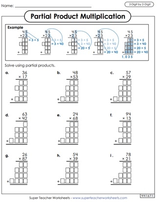 Printable 4th Grade Multiplication And Partial Product Worksheets 
