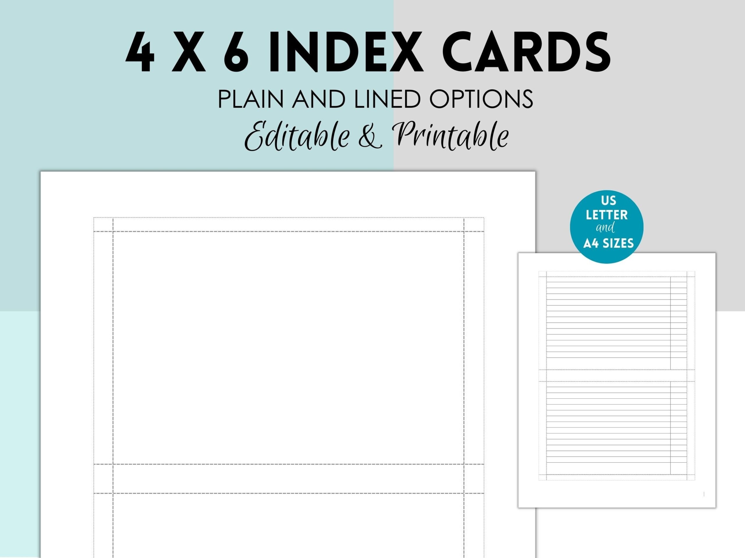 Printable 4x6 Index Card Printable Note Cards Printable Index Cards 