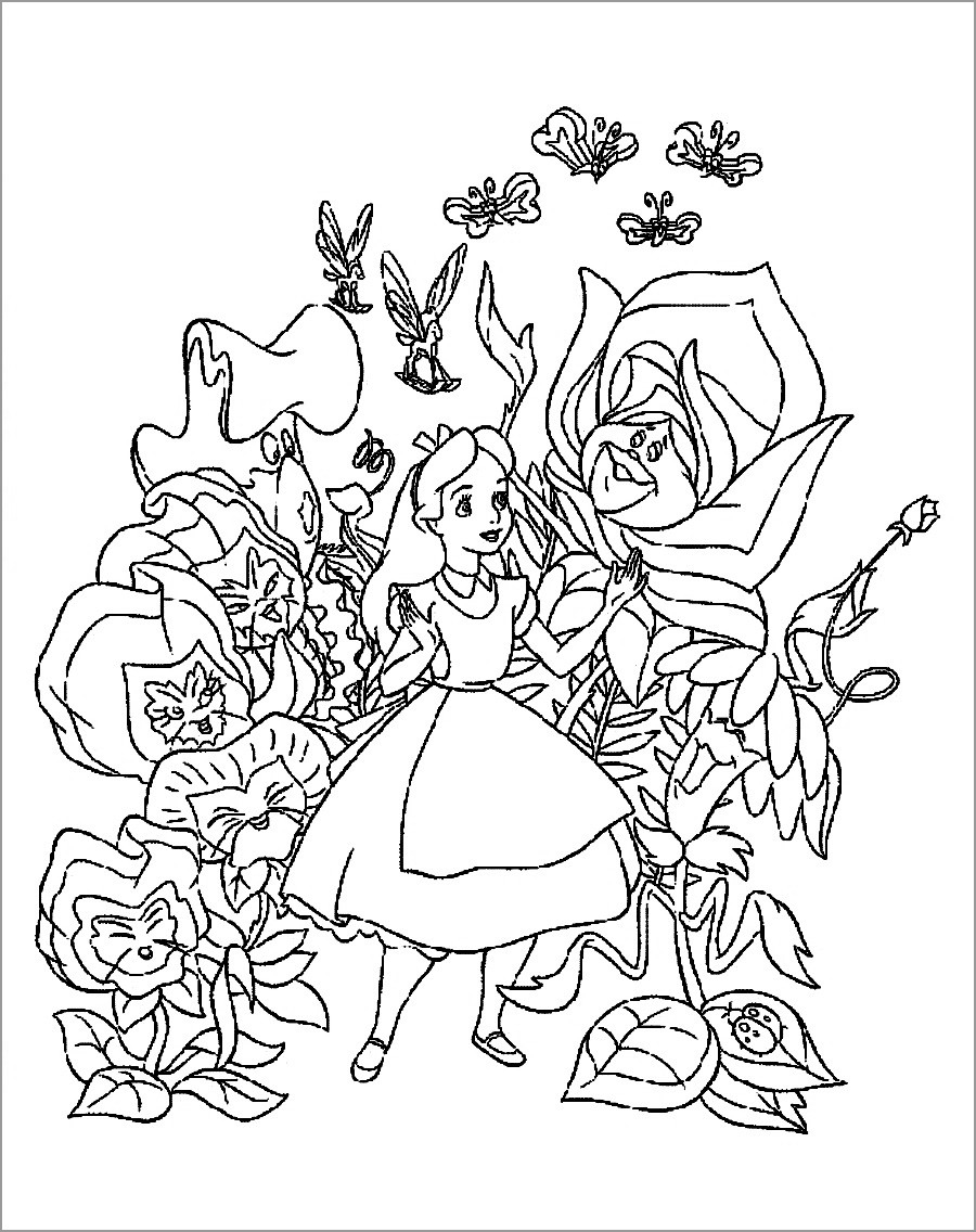 Alice In Wonderland Coloring Page