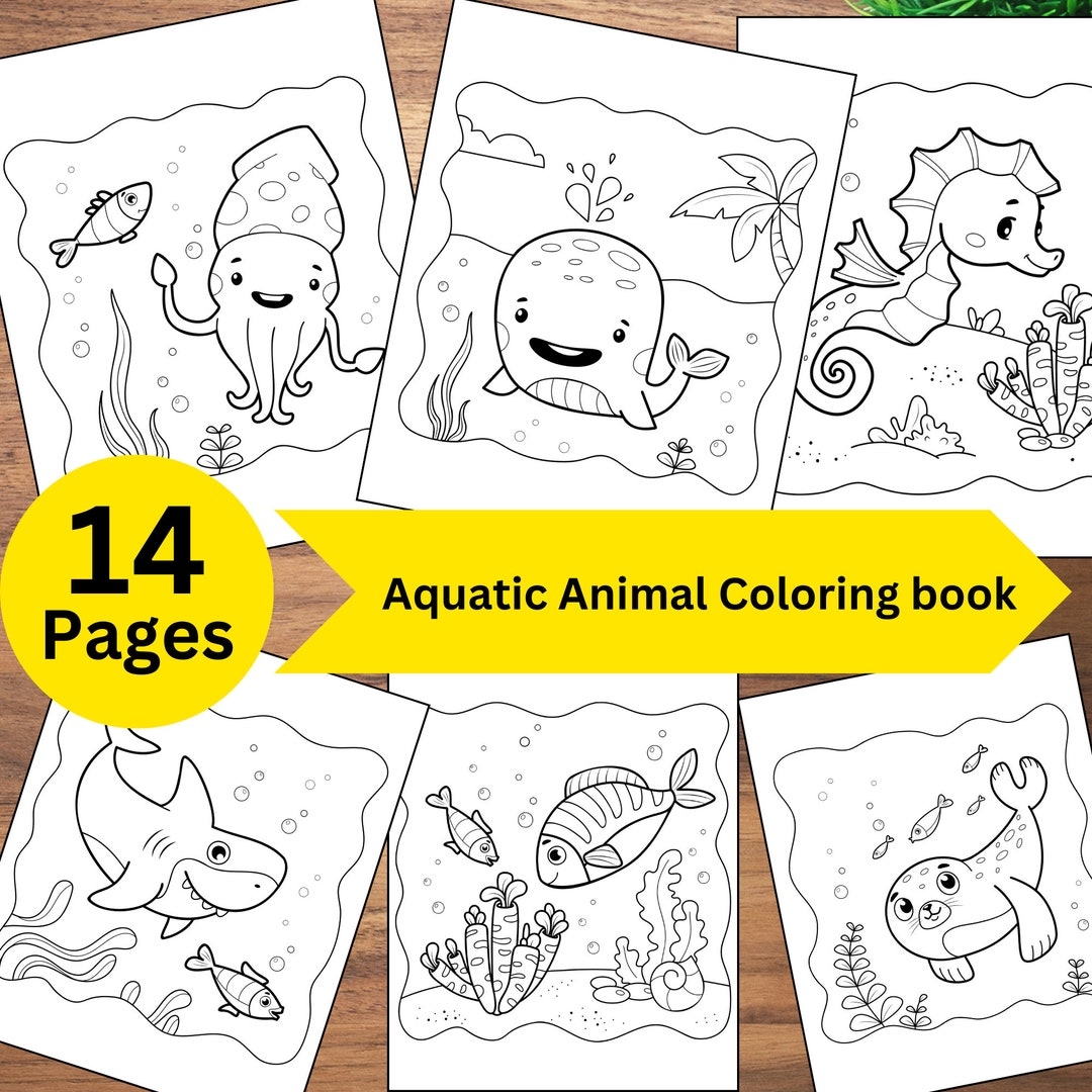 Printable Aquatic Animals Coloring Pages For Kids 14coloring Etsy