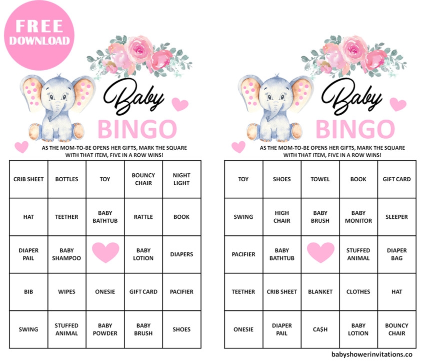 Printable Baby Bingo Cards