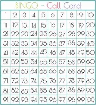 1-100 bingo cards printable