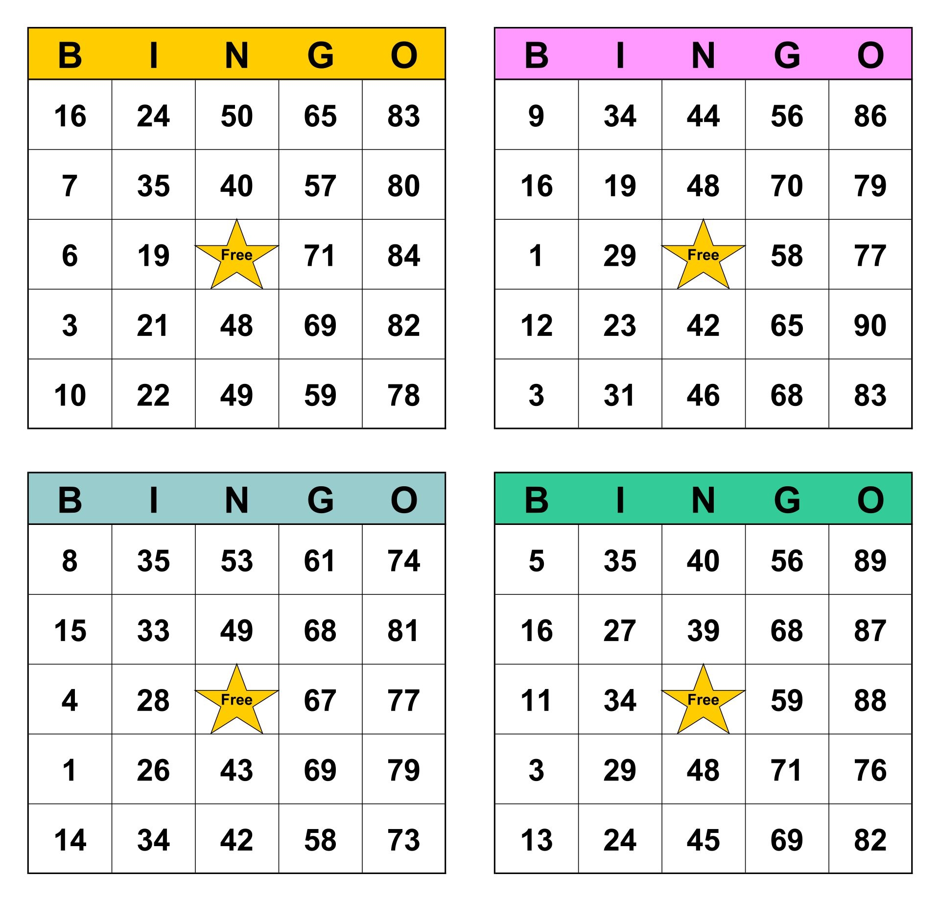 1-5 bingo cards printable