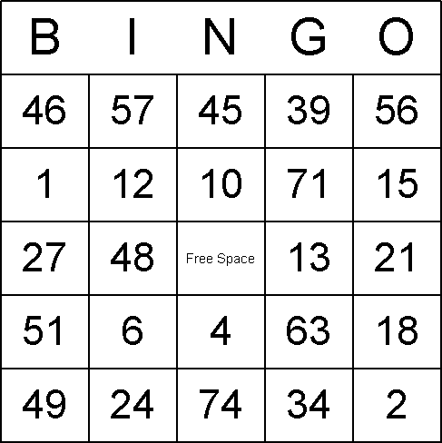 75 ball bingo cards printable
