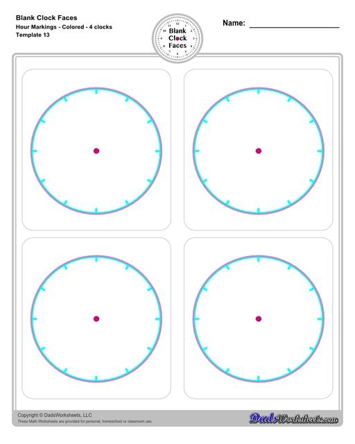 Printable Blank Clock Face Templates Worksheets Library