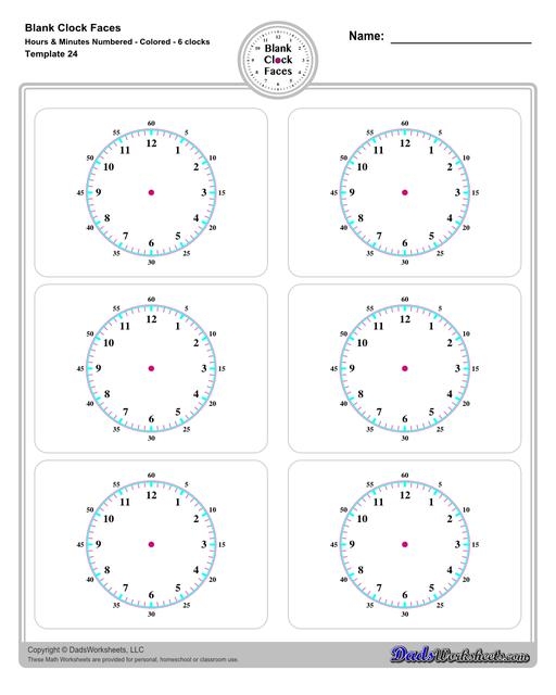 Printable Blank Clock Face Templates Worksheets Library