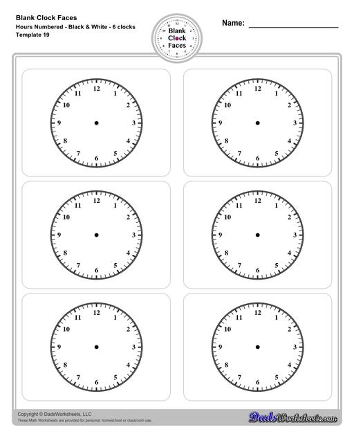 free printable blank clock faces worksheet