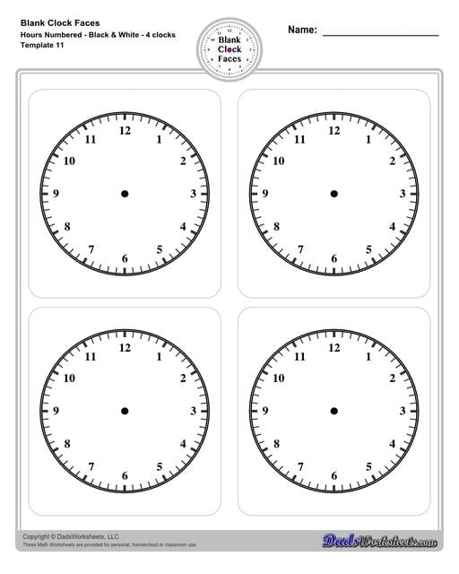Printable Blank Clock Face Worksheets Clocks Blank Clock Faces Lights 