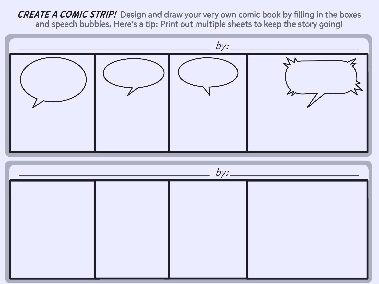 template for comic strip free printable