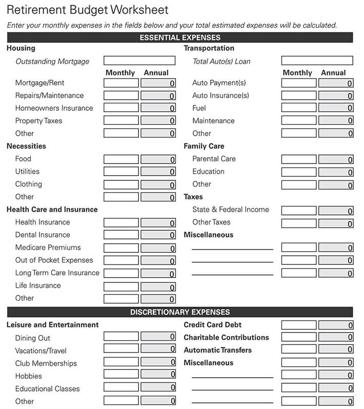 Printable Budget Worksheet For Senior Citizens Budgeting Worksheets