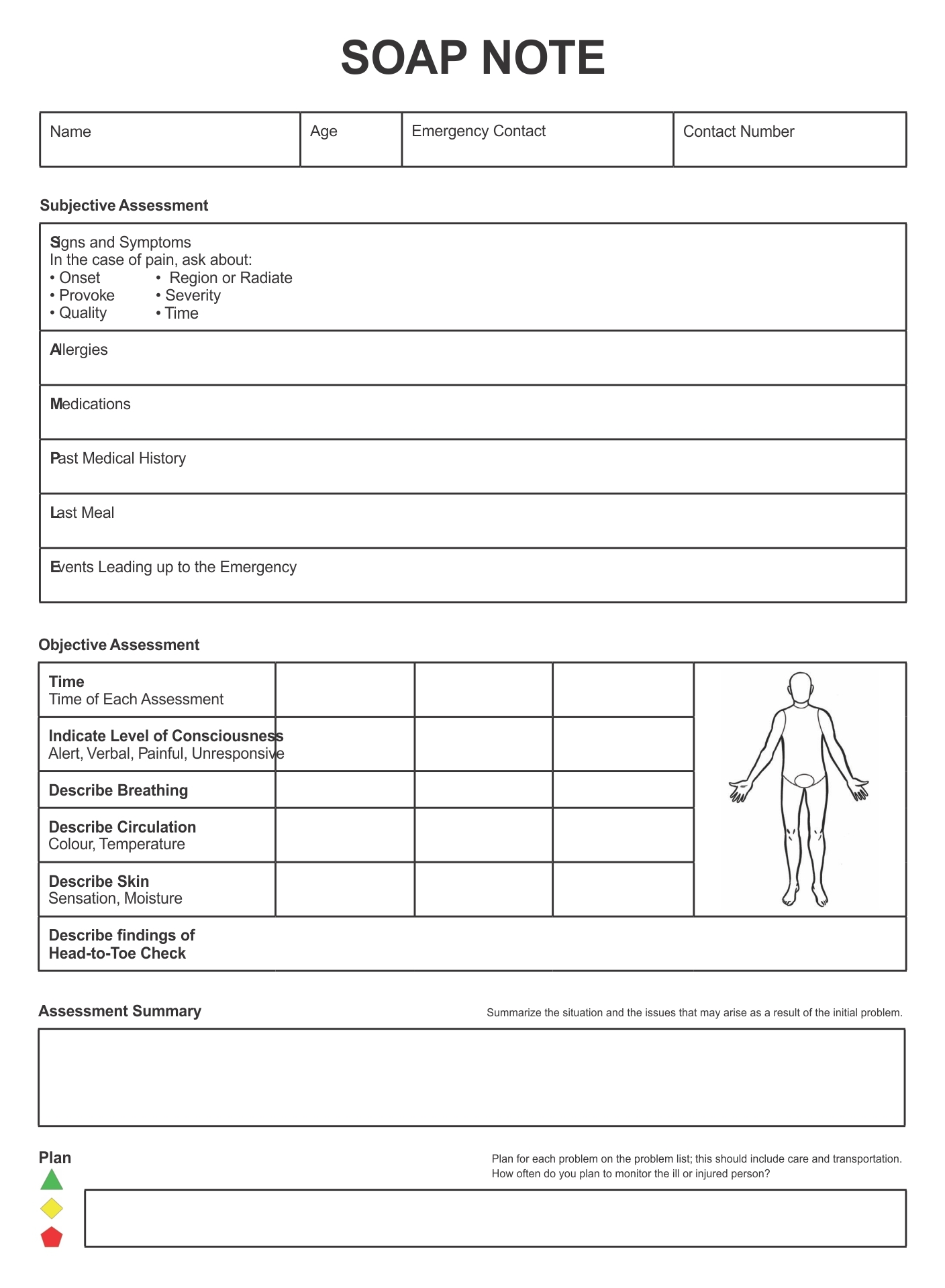 Printable Chiropractic Forms SOAP Note Printable JD