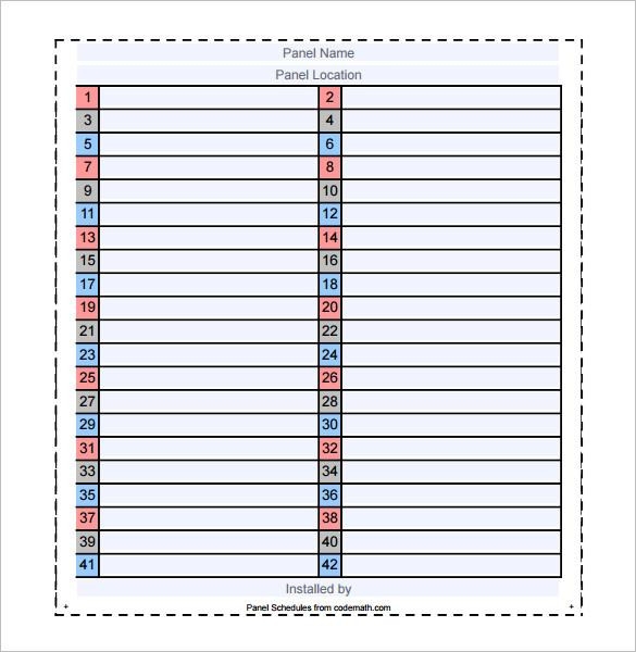 printable free circuit breaker directory template