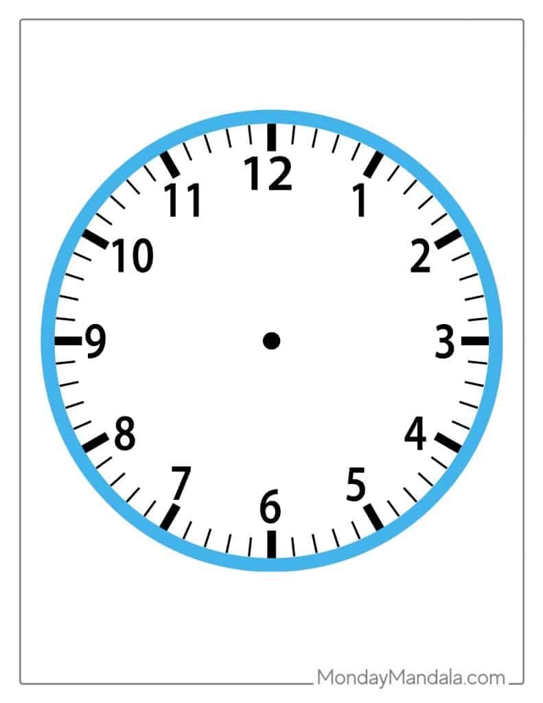 Printable Clock Faces Free PDF Printables Blank Digital Clock Template 
