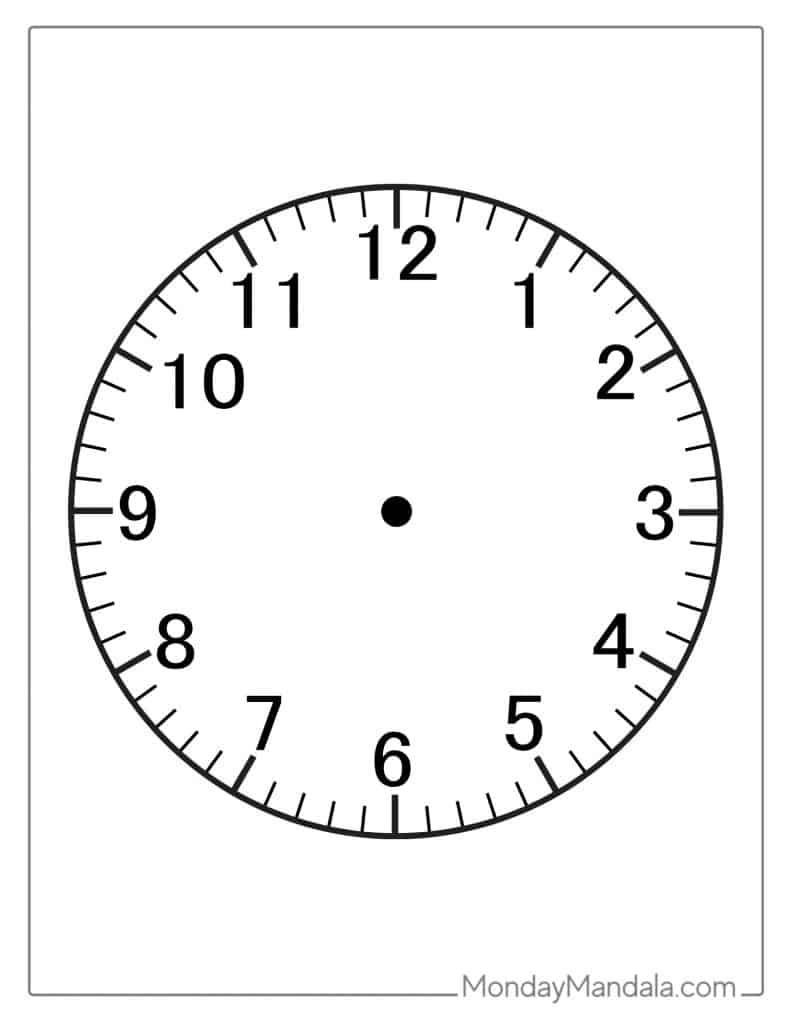 Printable Clock Faces Free PDF Printables Blank Digital Clock Template 