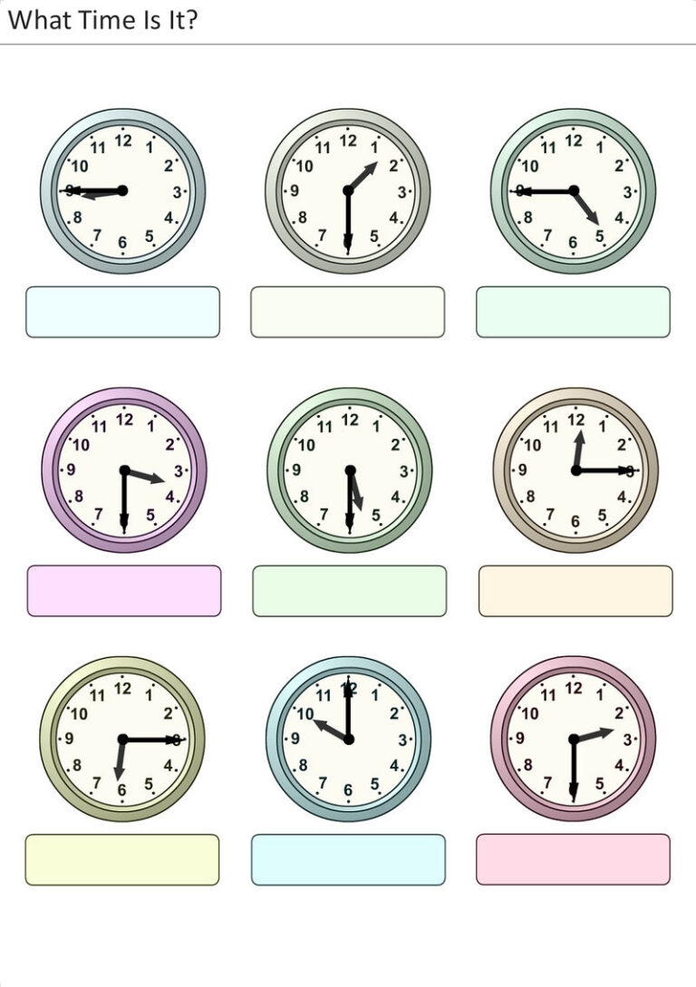 free printable clock worksheets for kindergarten