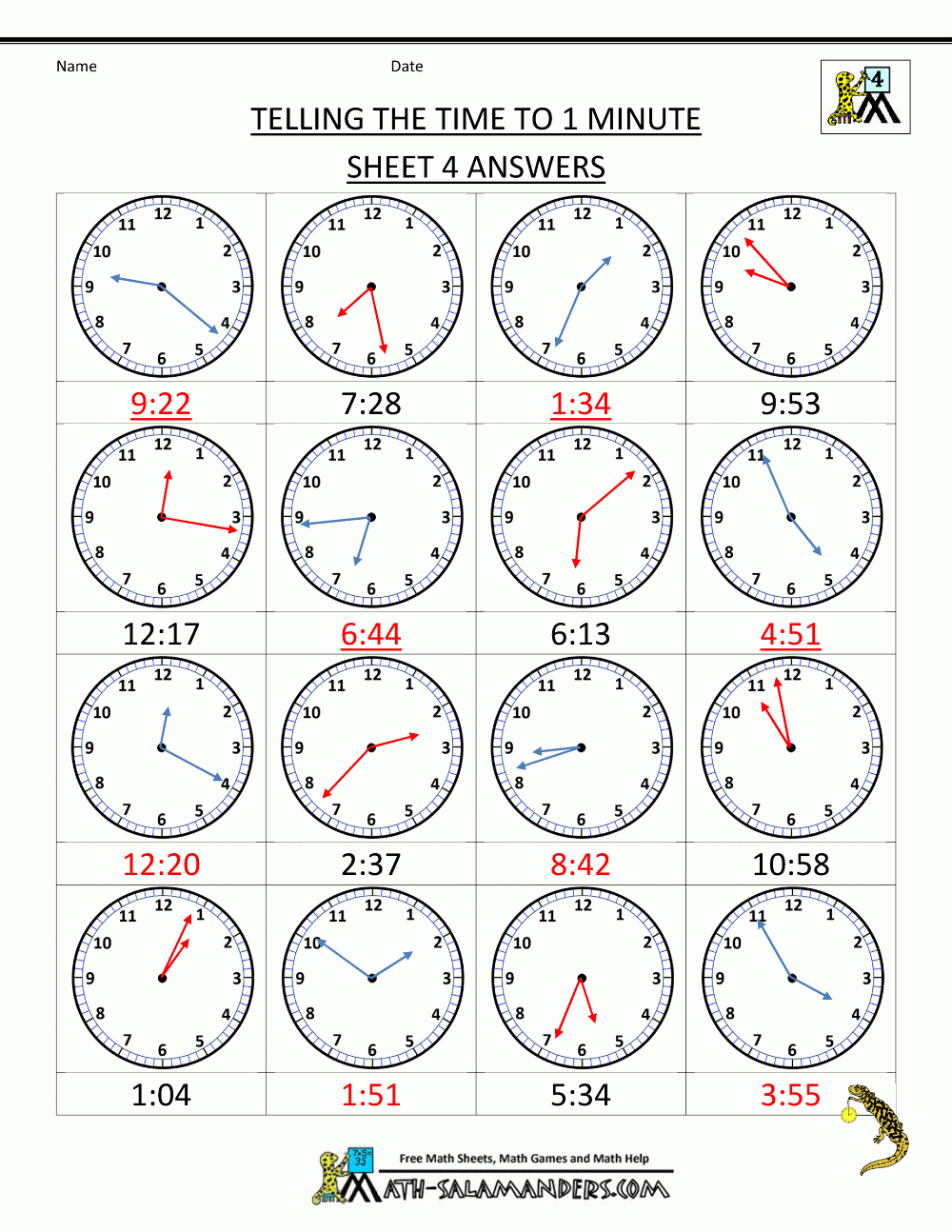 Printable Clock Worksheets Printable Worksheets