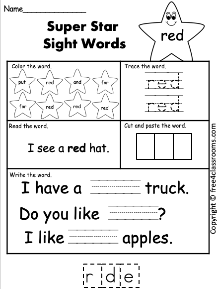 color word worksheet free printable