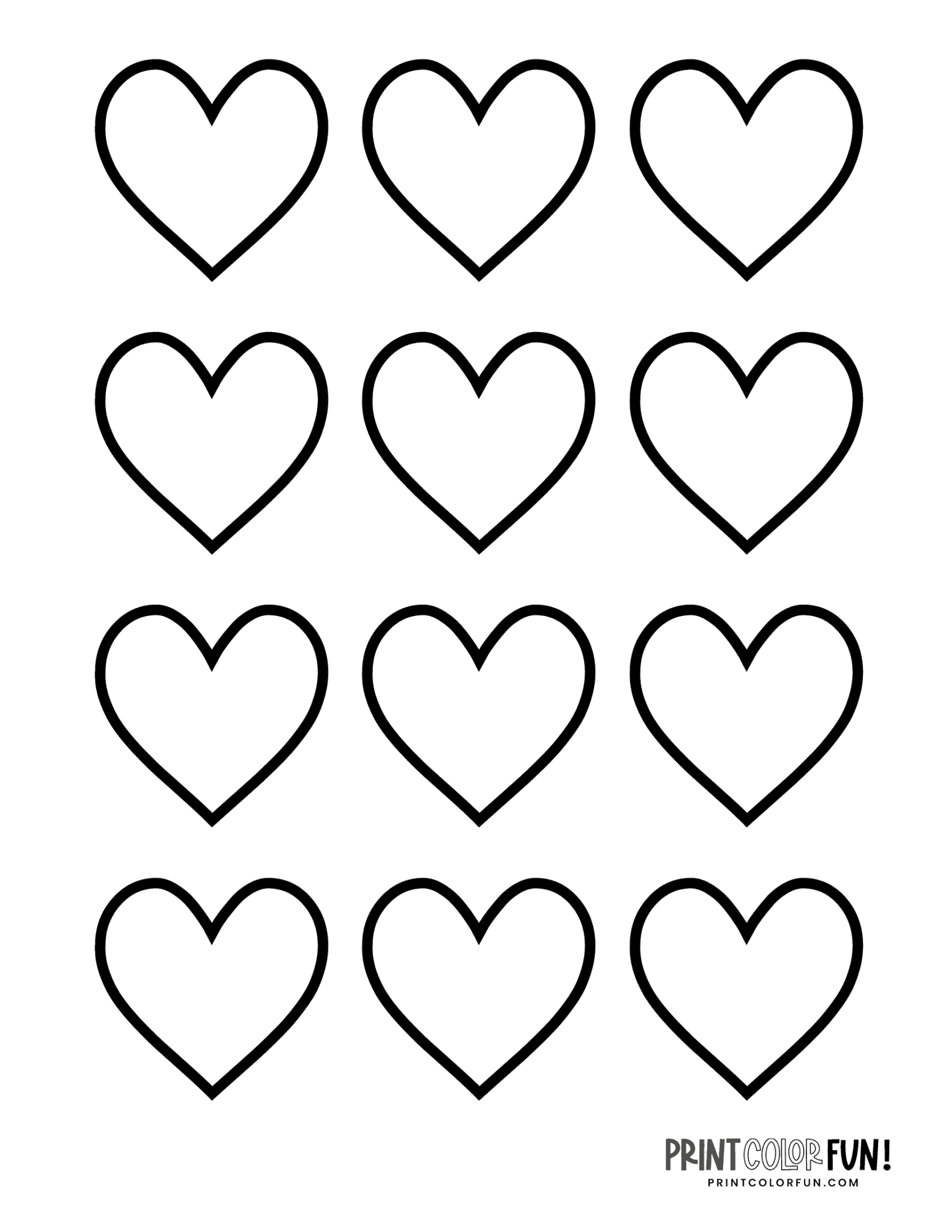 Printable Color Hearts