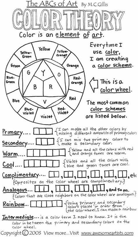 Printable Color Theory Worksheet