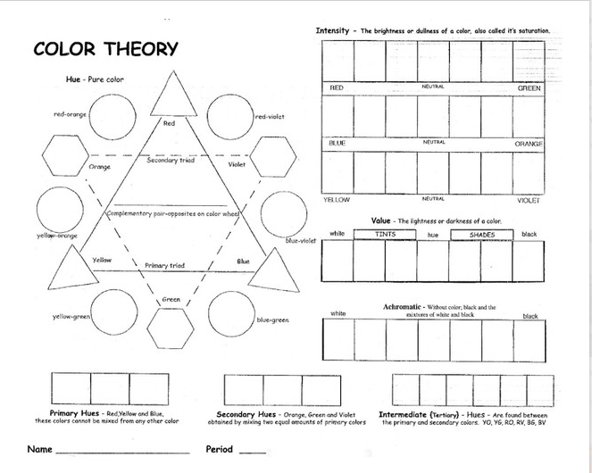 Printable Color Theory Worksheet