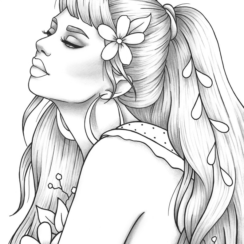 printable coloring page girl portrait