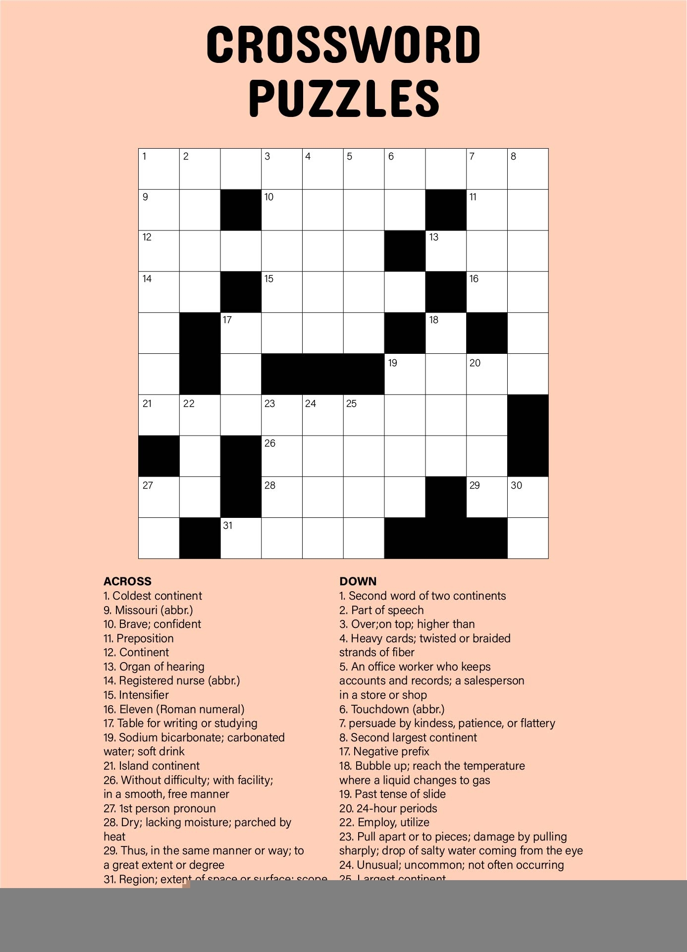 Printable Crossword Puzzles Easy Medium Printable JD