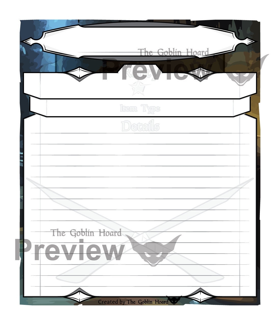 5e printable item cards blank