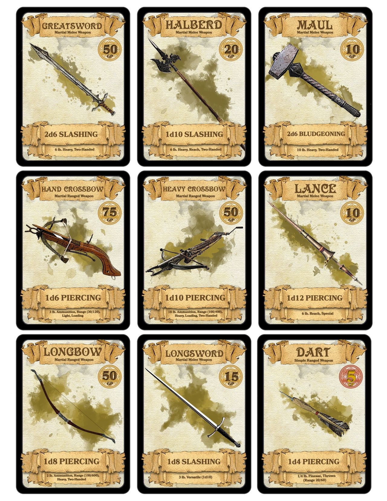 5e printable item cards