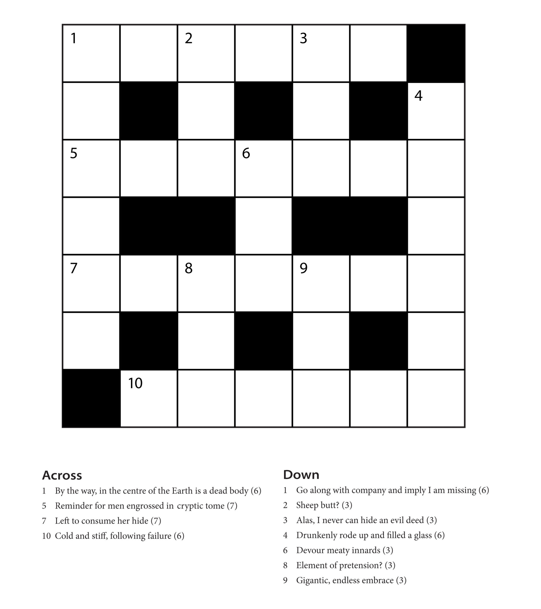 simple crossword puzzles printable