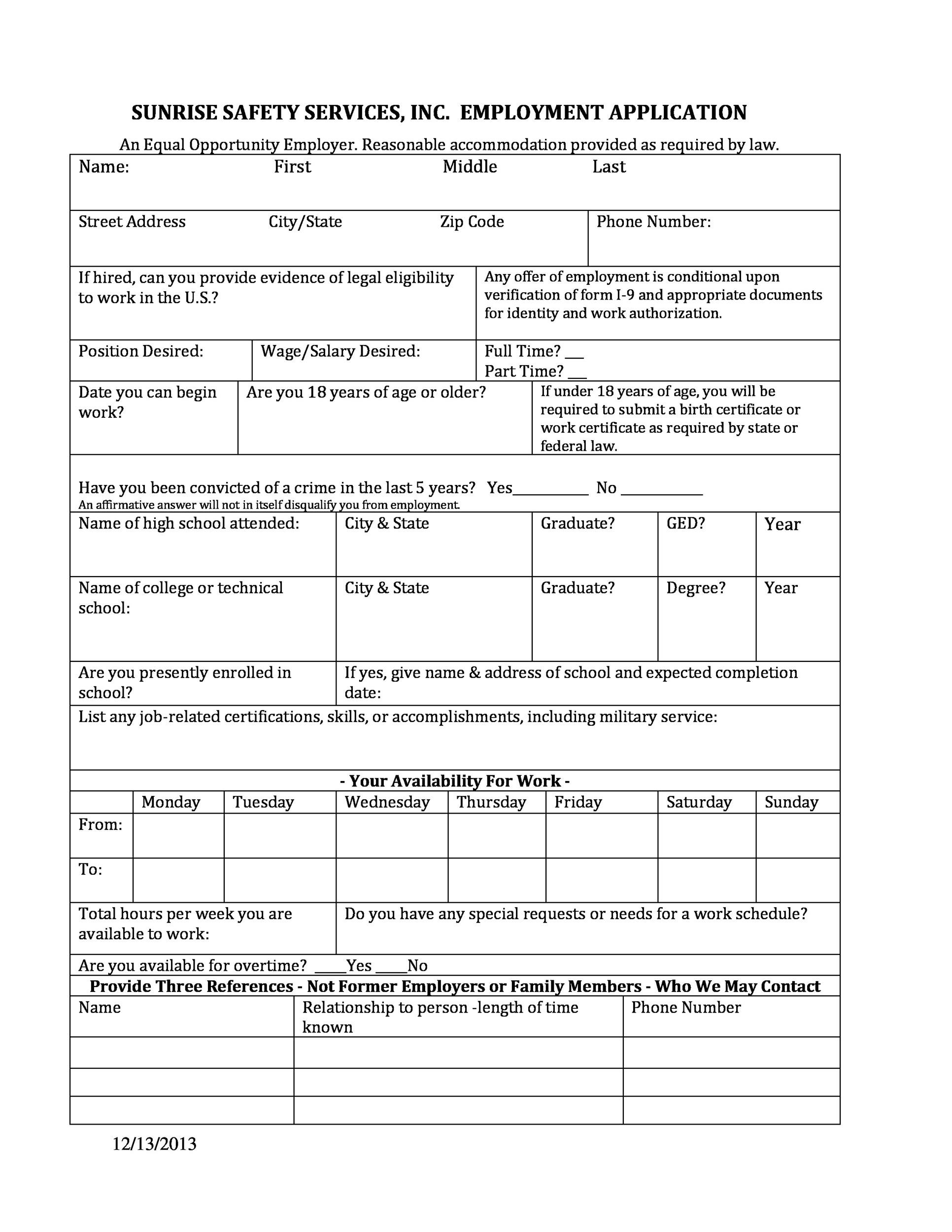Printable Editable Job Application Template Printable Templates